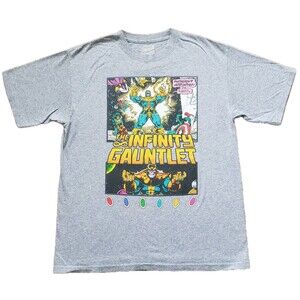 Thanos The Infinity Gauntlet Size Large Mens Gray Marvel T-Shirt Grey